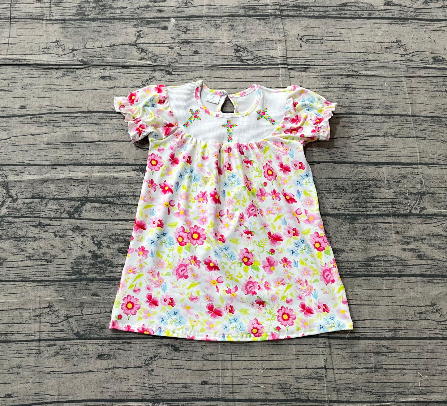 GSD3314-smocked-到4xl   Easter Cross GIRL summer dress 202603  preorder