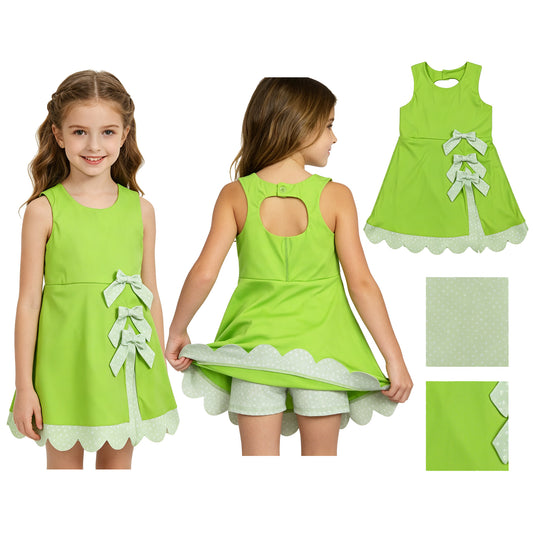 GSD3316 bow yoga green GIRL summer outfit 202605 RTS