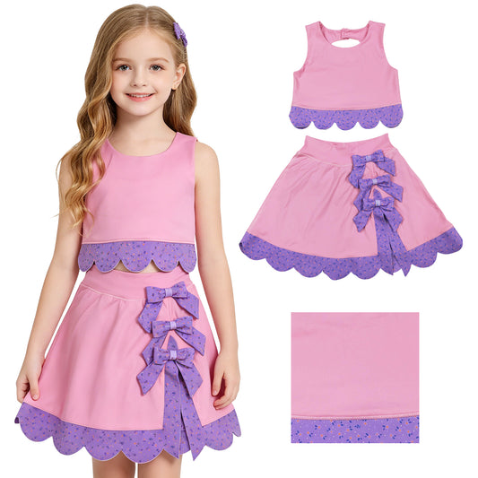 GSD3319 Scallop bow yoga PINK GIRL summer outfit 202630 RTS