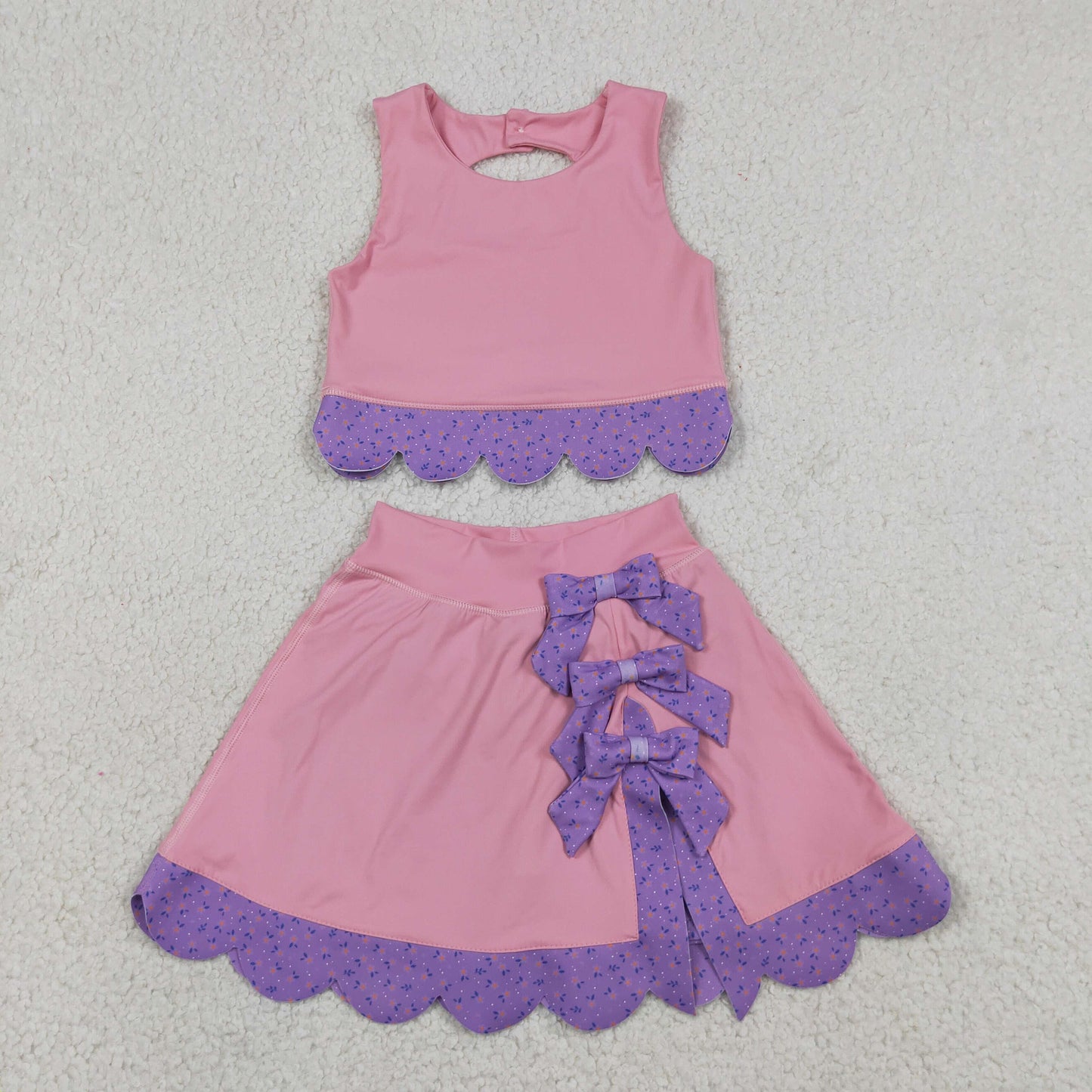GSD3319 Scallop bow yoga PINK GIRL summer outfit 202630 RTS