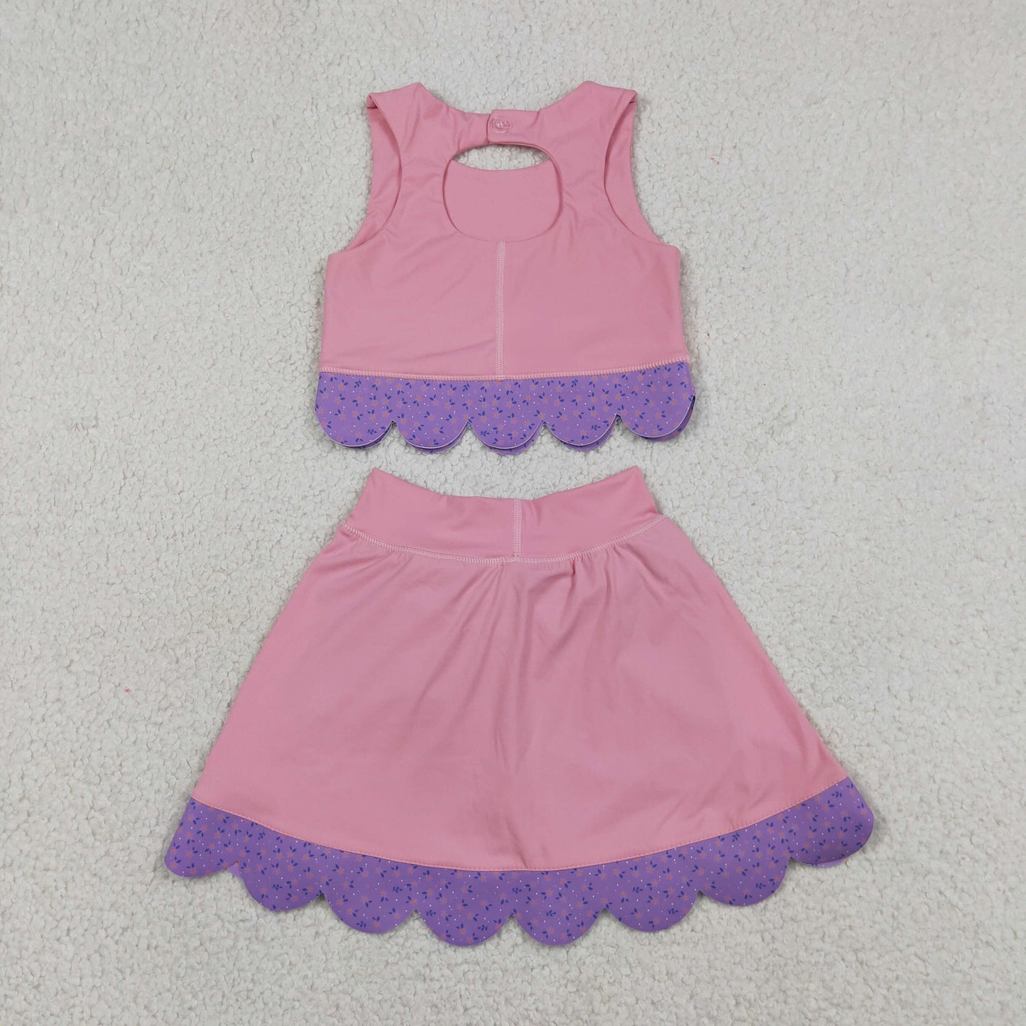 GSD3319 Scallop bow yoga PINK GIRL summer outfit 202630 RTS