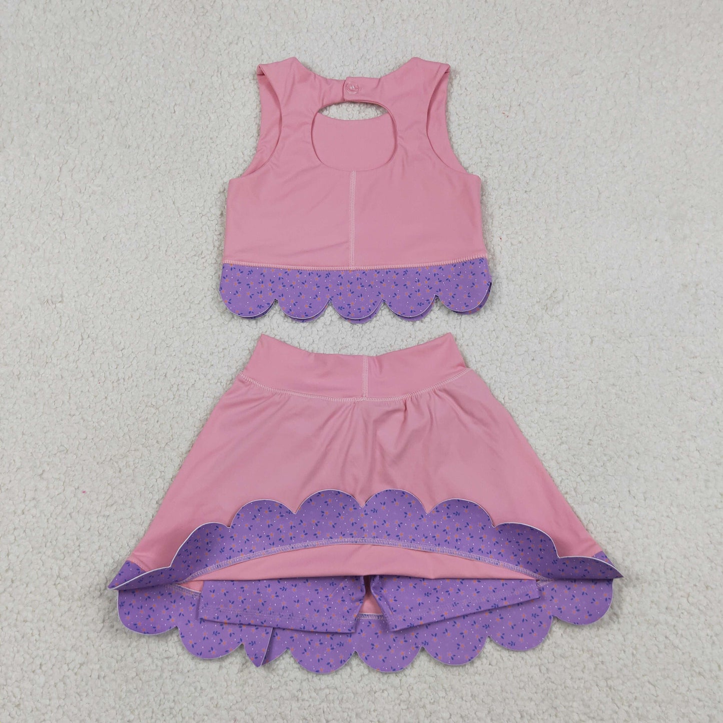 GSD3319 Scallop bow yoga PINK GIRL summer outfit 202630 RTS