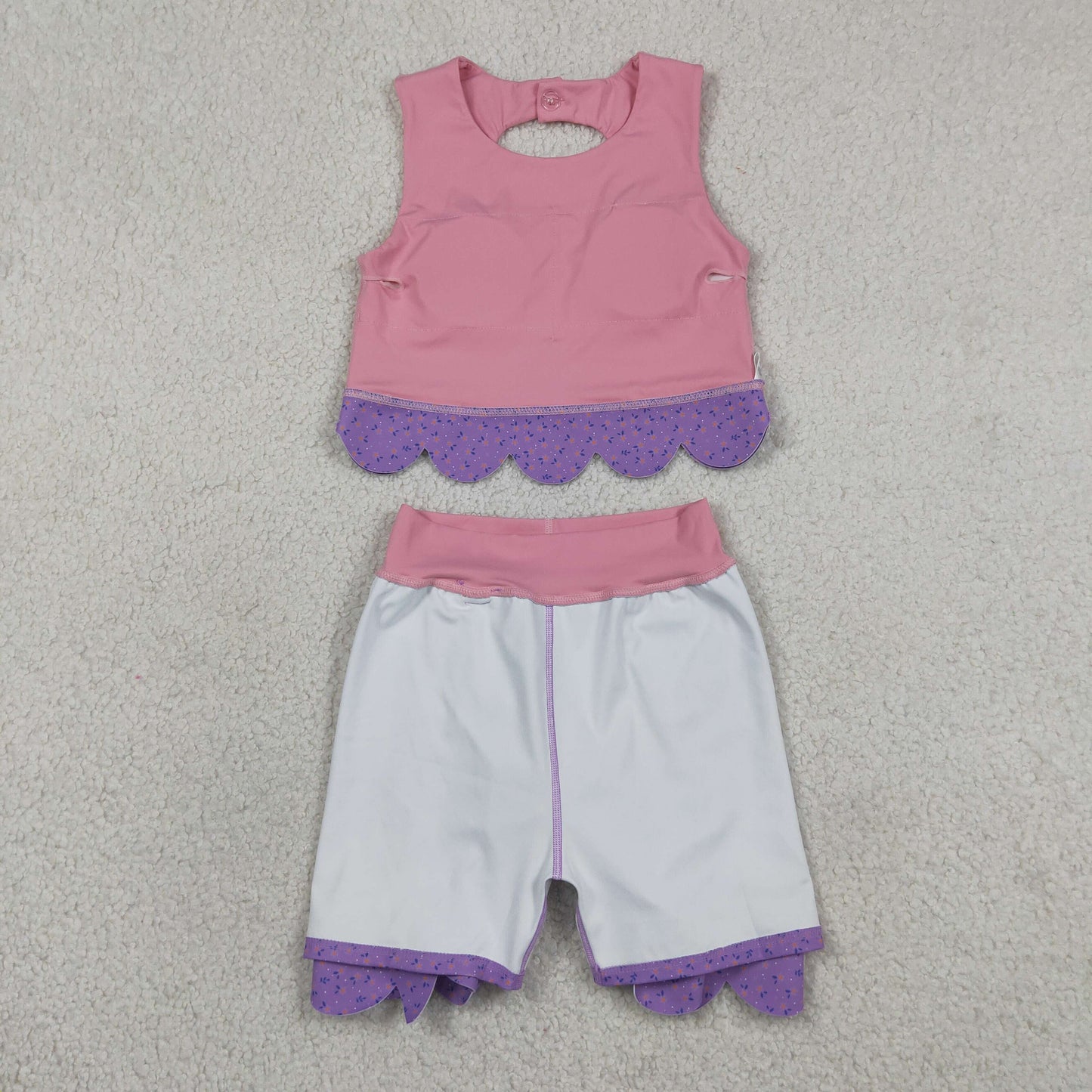 GSD3319 Scallop bow yoga PINK GIRL summer outfit 202630 RTS