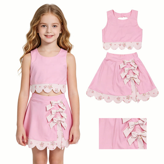 GSD3321  bow yoga pink GIRL summer outfit 202630 RTS