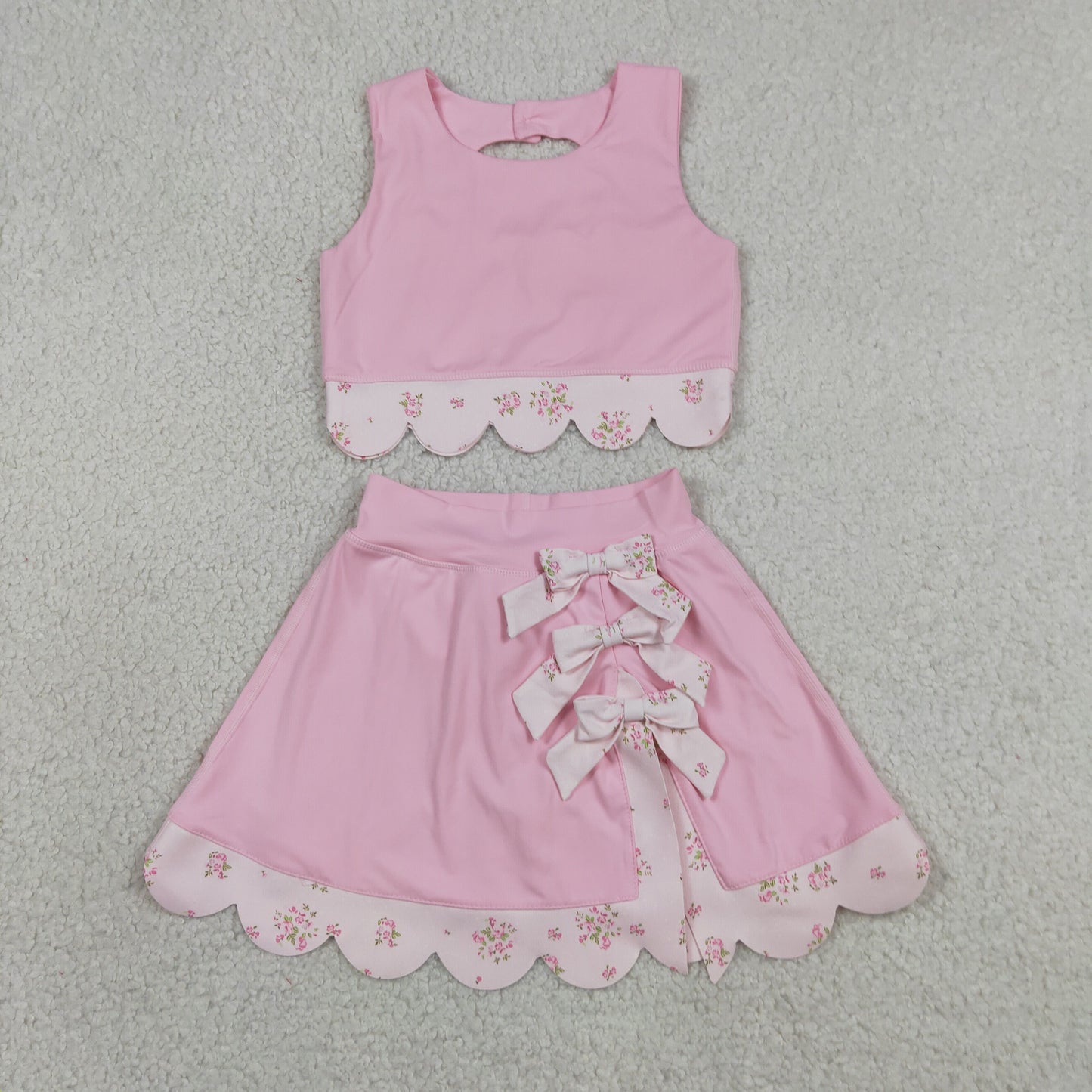 GSD3321  bow yoga pink GIRL summer outfit 202630 RTS