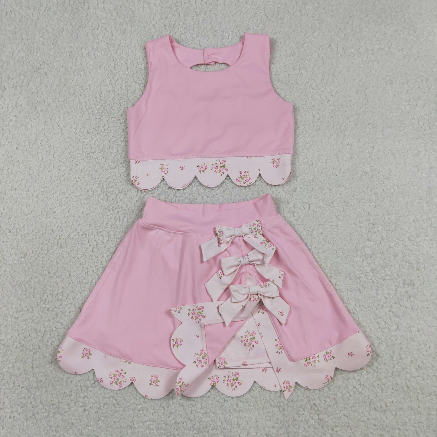 GSD3321  bow yoga pink GIRL summer outfit 202630 RTS
