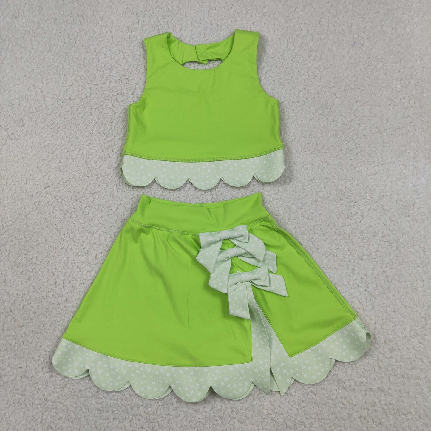 GSD3322  bow yoga green GIRL summer outfit 202605 RTS