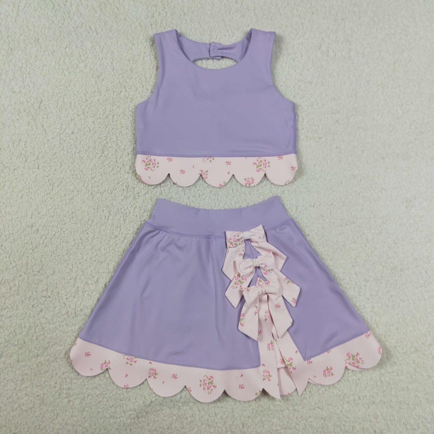 GSD3323 scallop bow yoga  purple GIRL summer outfit 202630 RTS