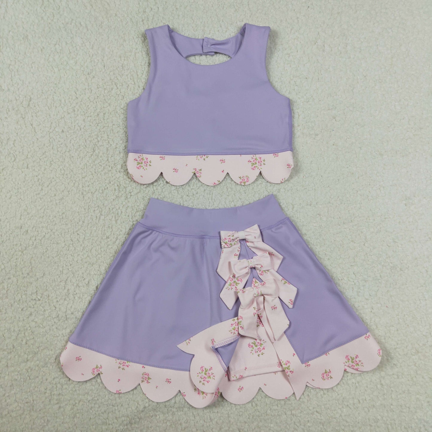 GSD3323 scallop bow yoga  purple GIRL summer outfit 202630 RTS
