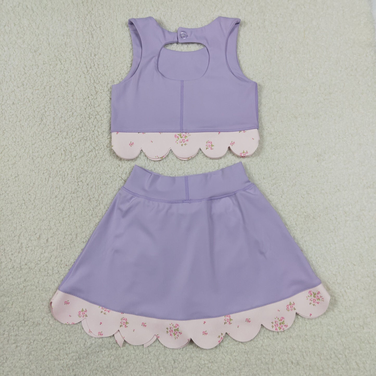 GSD3323 scallop bow yoga  purple GIRL summer outfit 202630 RTS