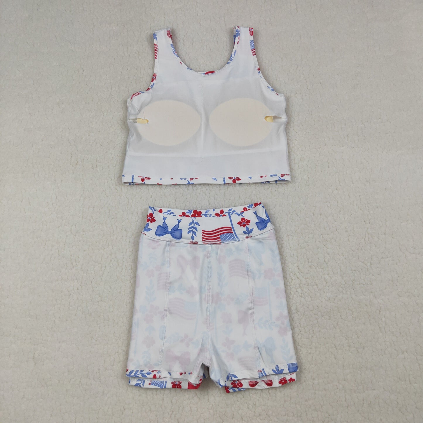 GSD3499  4th July bow Yoga kids girl outfit Skirt 202603 RTS