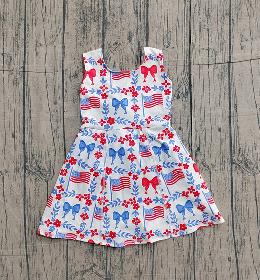 GSD3500 4th July bow Yoga kids girl dress  202601 preorder