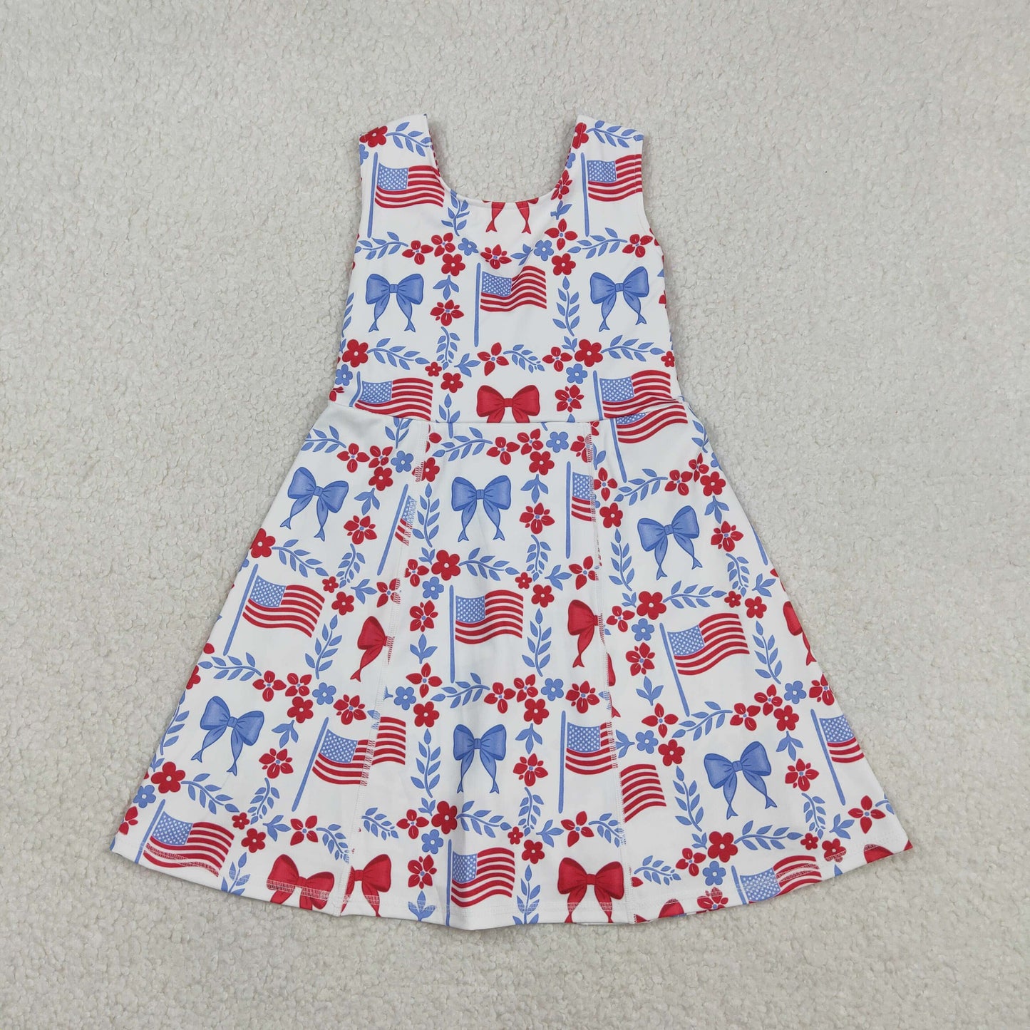 GSD3500 4th July bow Yoga kids girl dress  202603 RTS