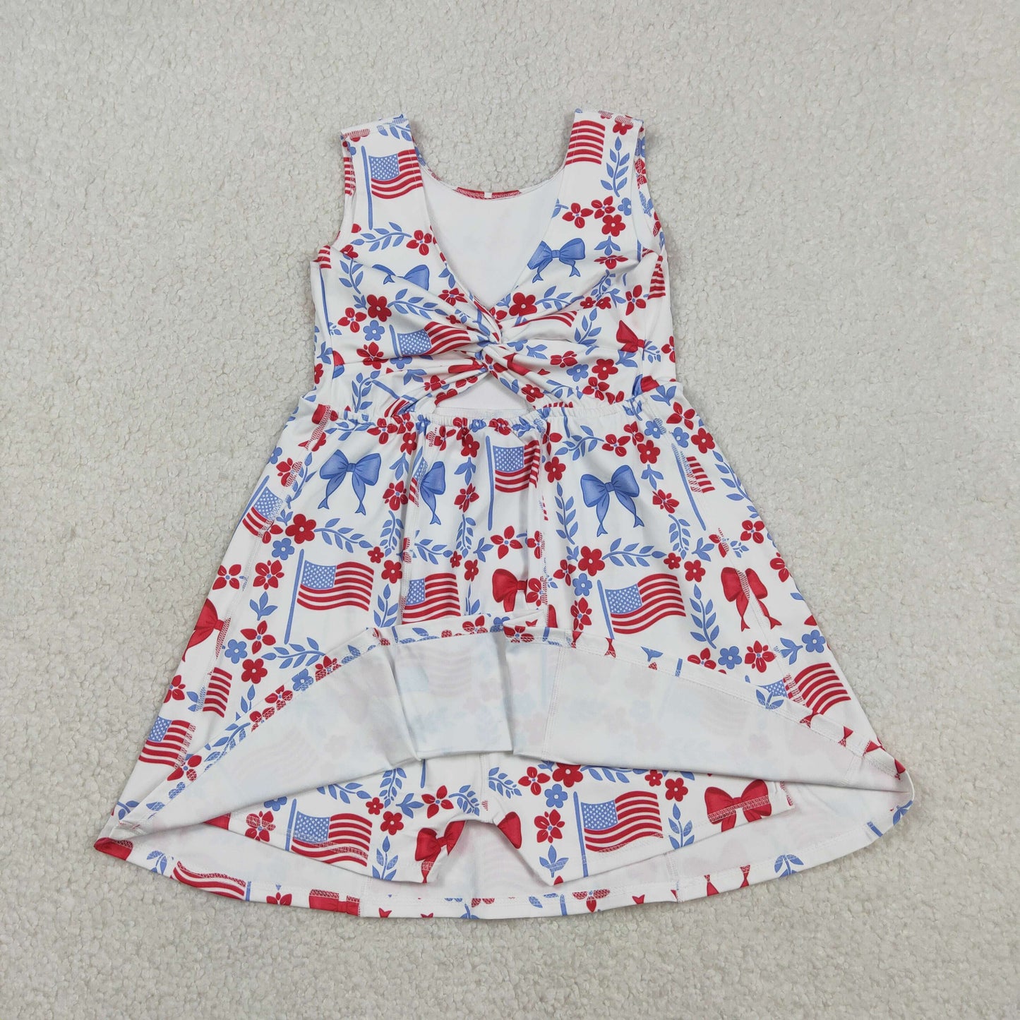 GSD3500 4th July bow Yoga kids girl dress  202603 RTS