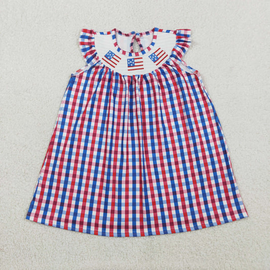GSD3506-SMOCKED 4th July girl  dress 202601 RTS