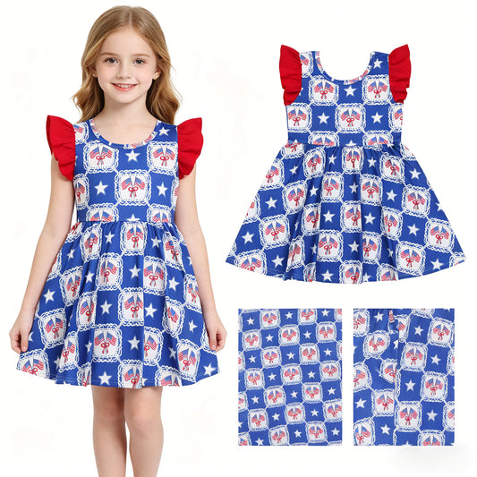 GSD3514 star flag 4th July GIRL summer dress 202605   RTS