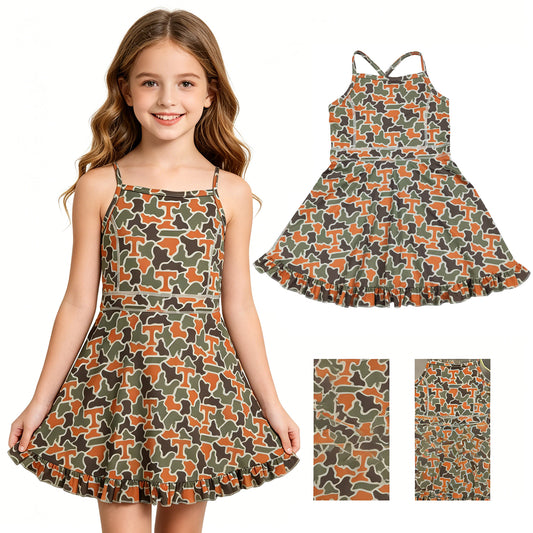 GSD3590 yoga camo kids girl dress  202605 RTS