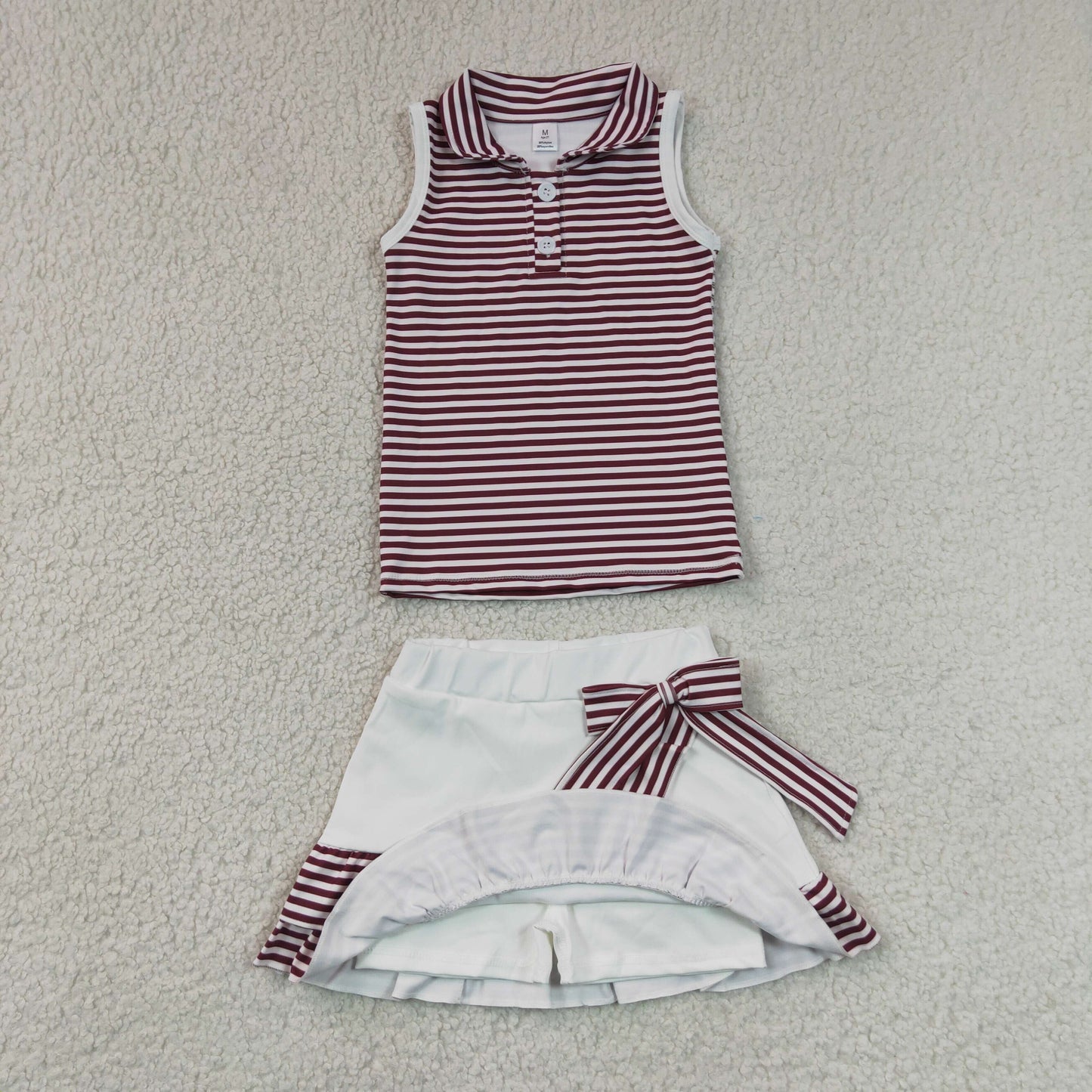 GSD3662 red yoga  ruffle girl  outfit skirt  202607 RTS