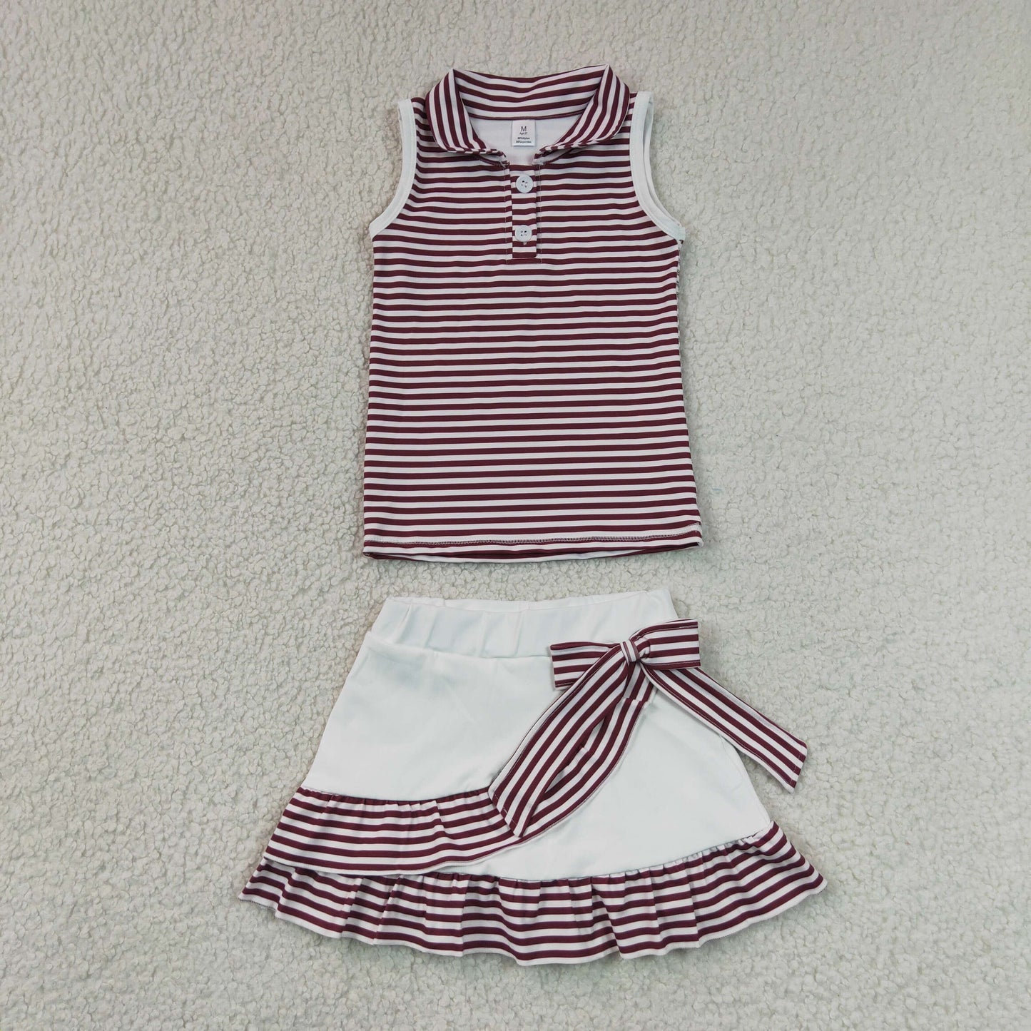 GSD3662 red yoga  ruffle girl  outfit skirt  202607 RTS