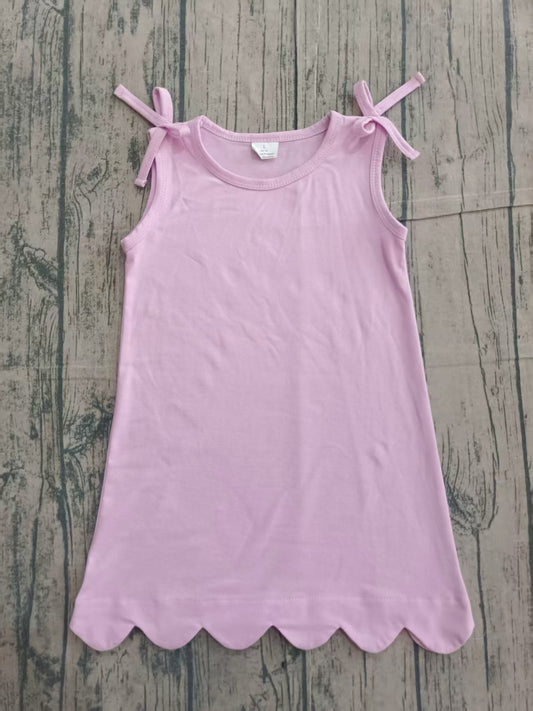 GSD3706  pink solid cotton GIRL summer dress 202602  preorder