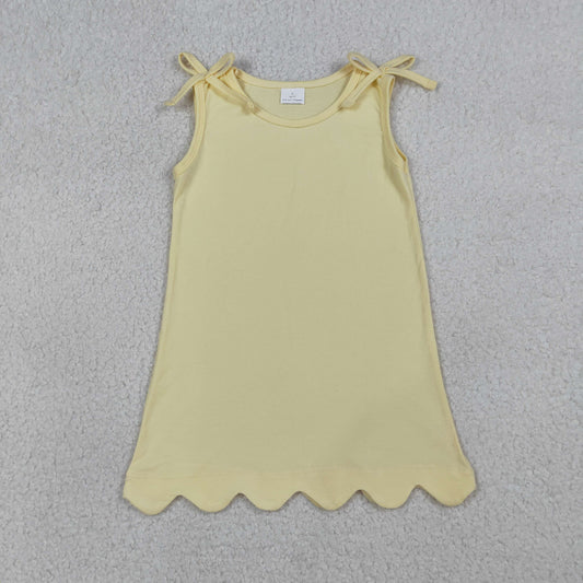 GSD3707  yellow solid cotton GIRL summer dress 202603 RTS