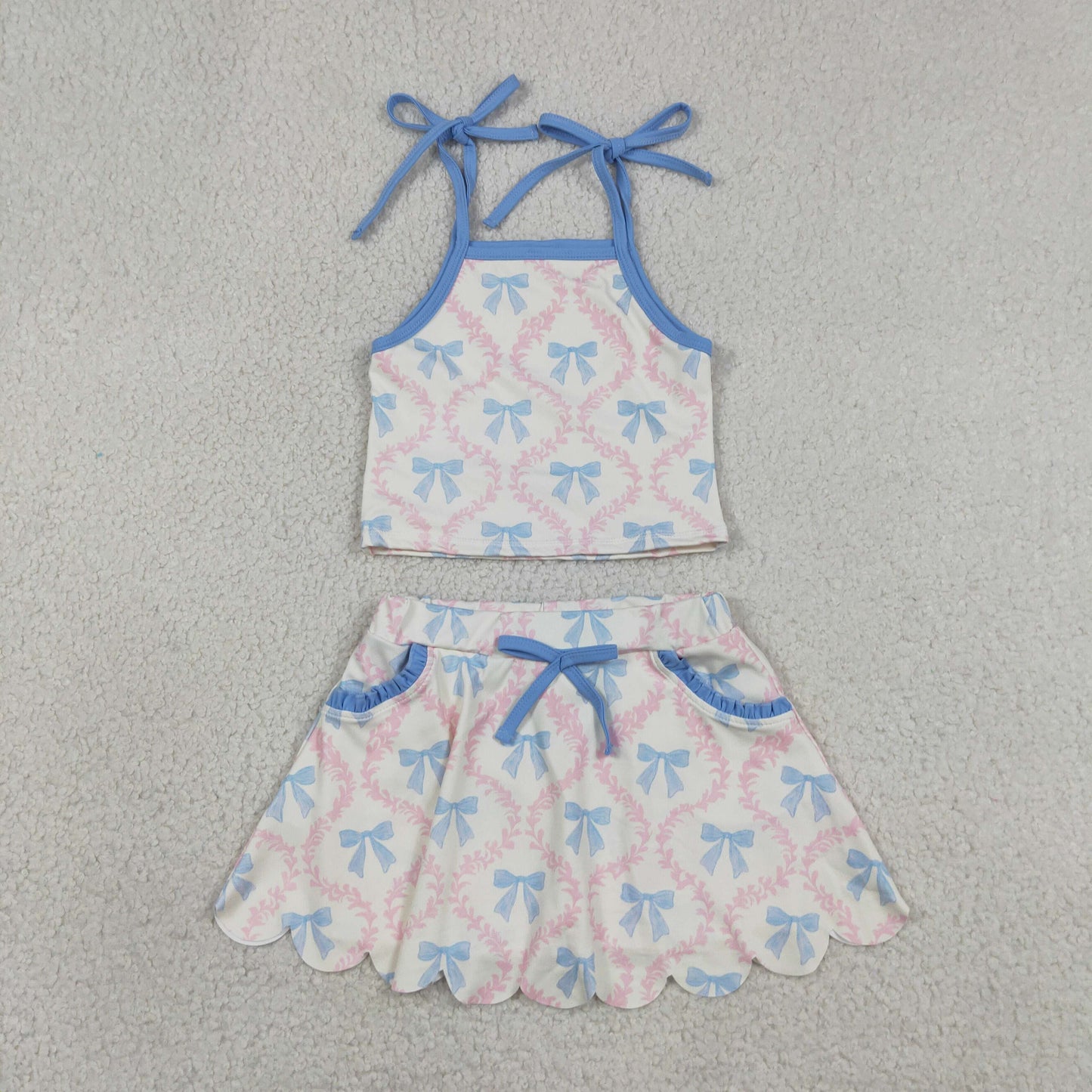 GSD3727 4th July bow Yoga kids girl dress  202605 RTS