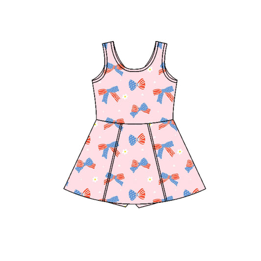 GSD3748  4th July bow Yoga kids girl dress  202602 preorder