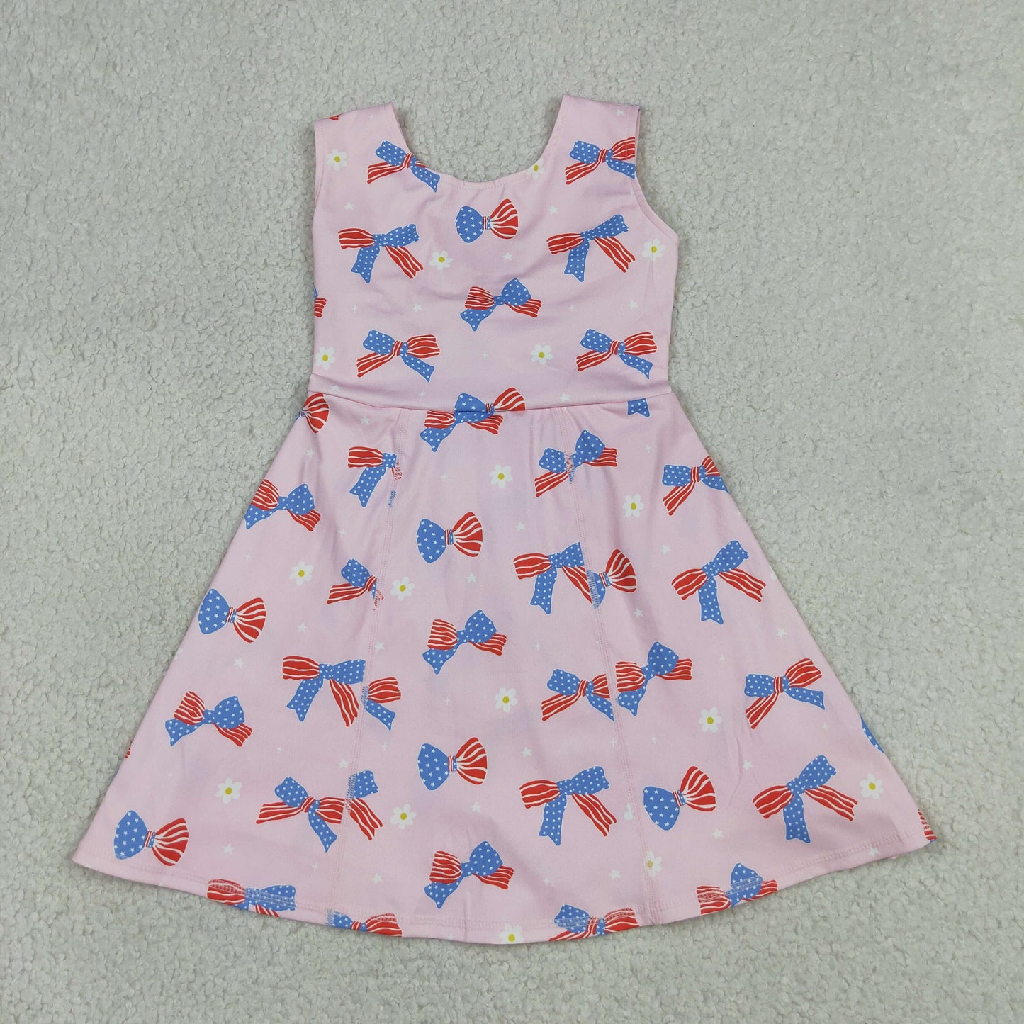 GSD3748  4th July bow Yoga kids girl dress  202605 RTS