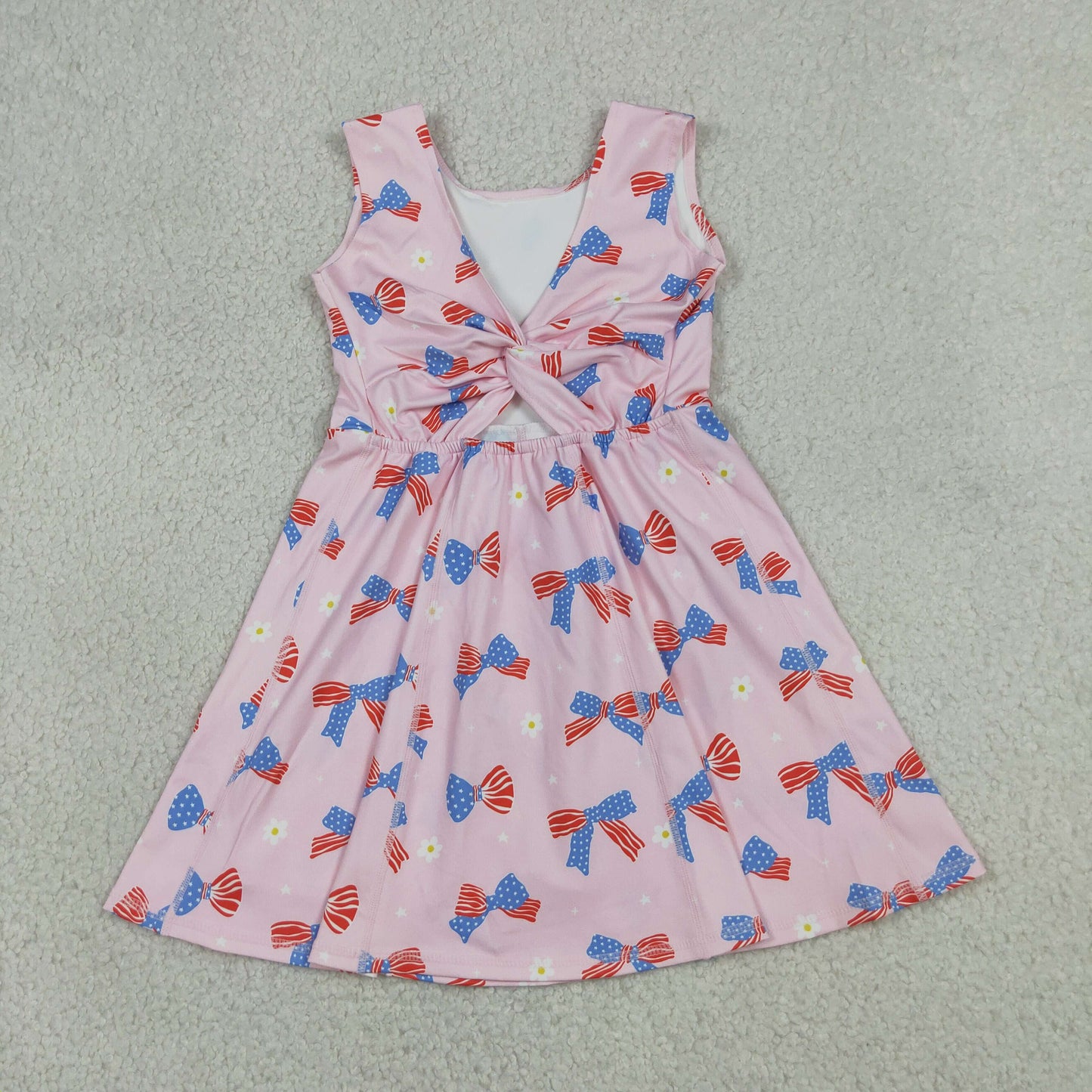 GSD3748  4th July bow Yoga kids girl dress  202605 RTS