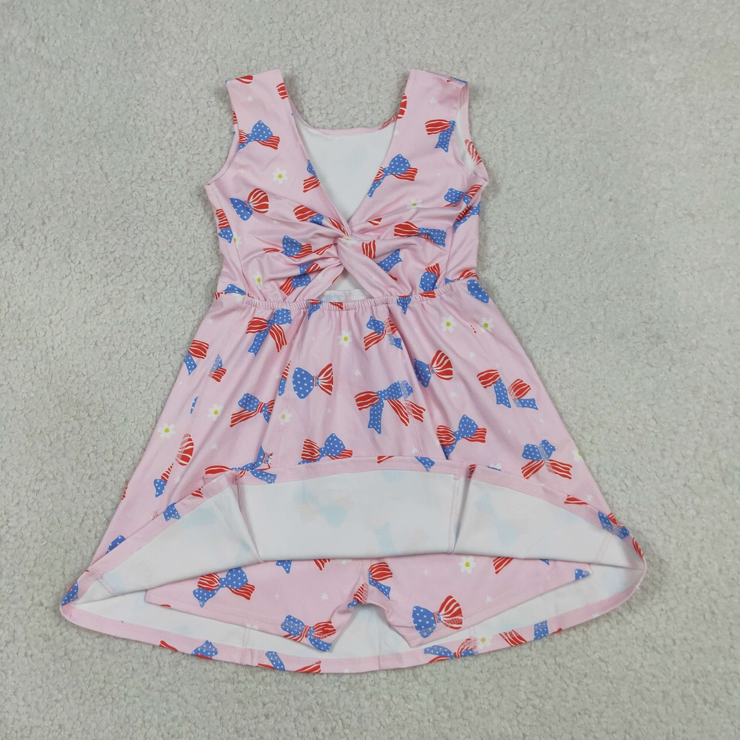 GSD3748  4th July bow Yoga kids girl dress  202605 RTS
