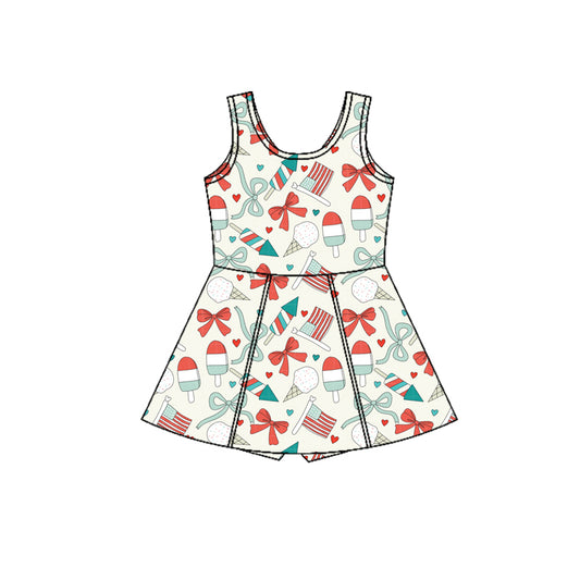 GSD3750  4th July bow Yoga kids girl dress  202602 preorder