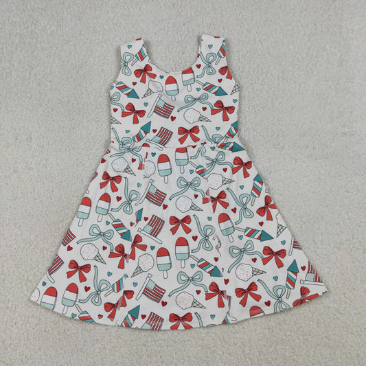 GSD3750  4th July bow Yoga kids girl dress  202604 rts