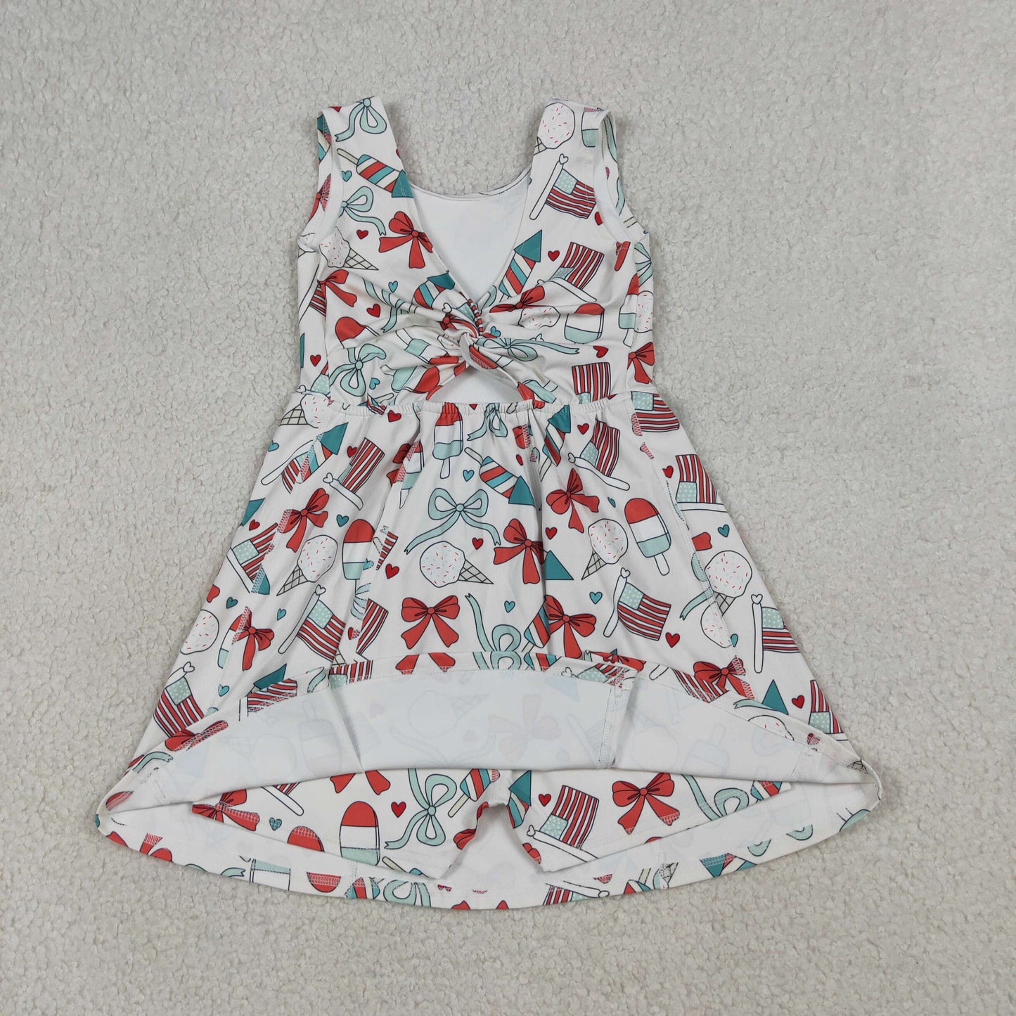 GSD3750  4th July bow Yoga kids girl dress  202604 rts