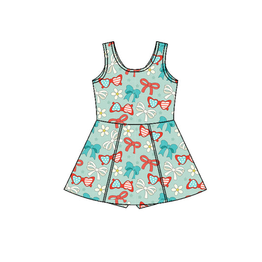 GSD3751 4th July bow Yoga kids girl dress  202602 preorder