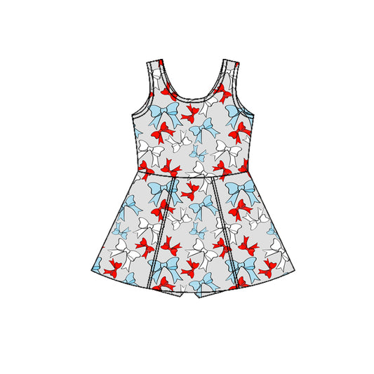 GSD3752 4th July bow Yoga kids girl dress  202602 preorder