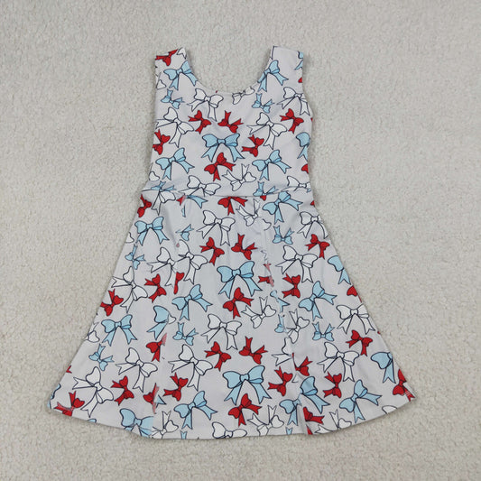 GSD3752 4th July bow Yoga kids girl dress  202603 RTS