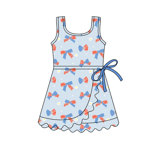 GSD3754 4th July bow Yoga kids girl dress  202602 preorder