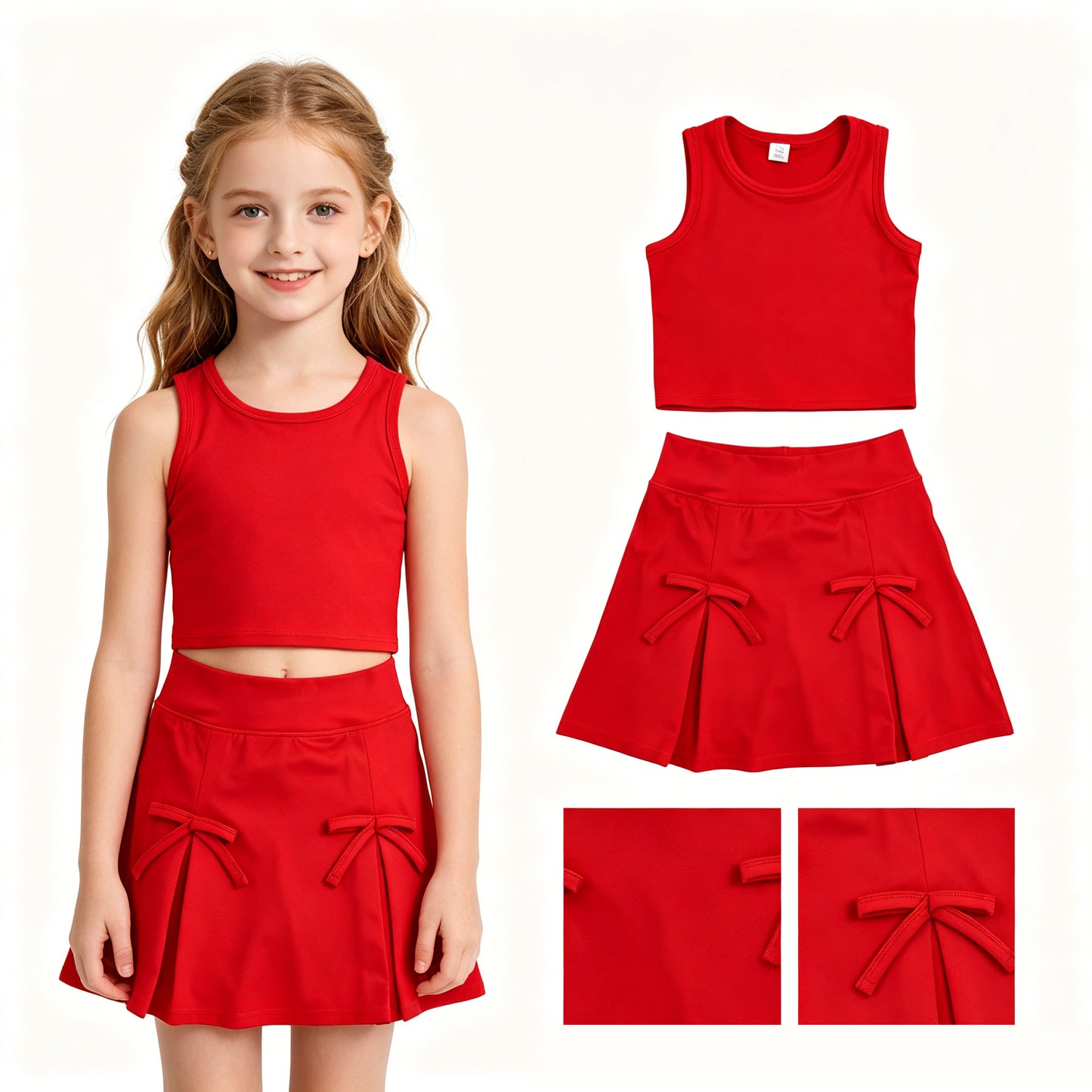 GSD3759 RED BOW yoga GIRL summer outfit 202607 RTS