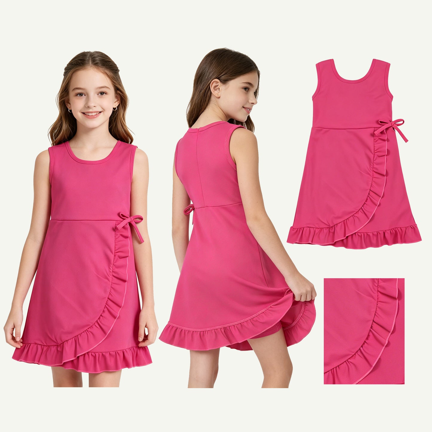 GSD3766 pink YOGA ruffle girl dress ruffle RTS 202605