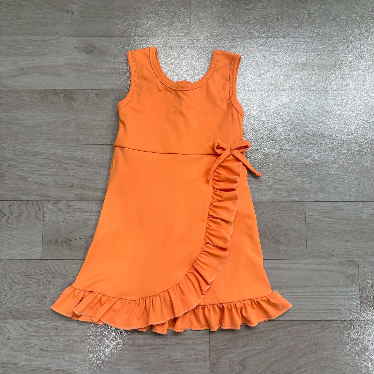 GSD3767 ORANGE YOGA ruffle girl dress ruffle RTS 202607