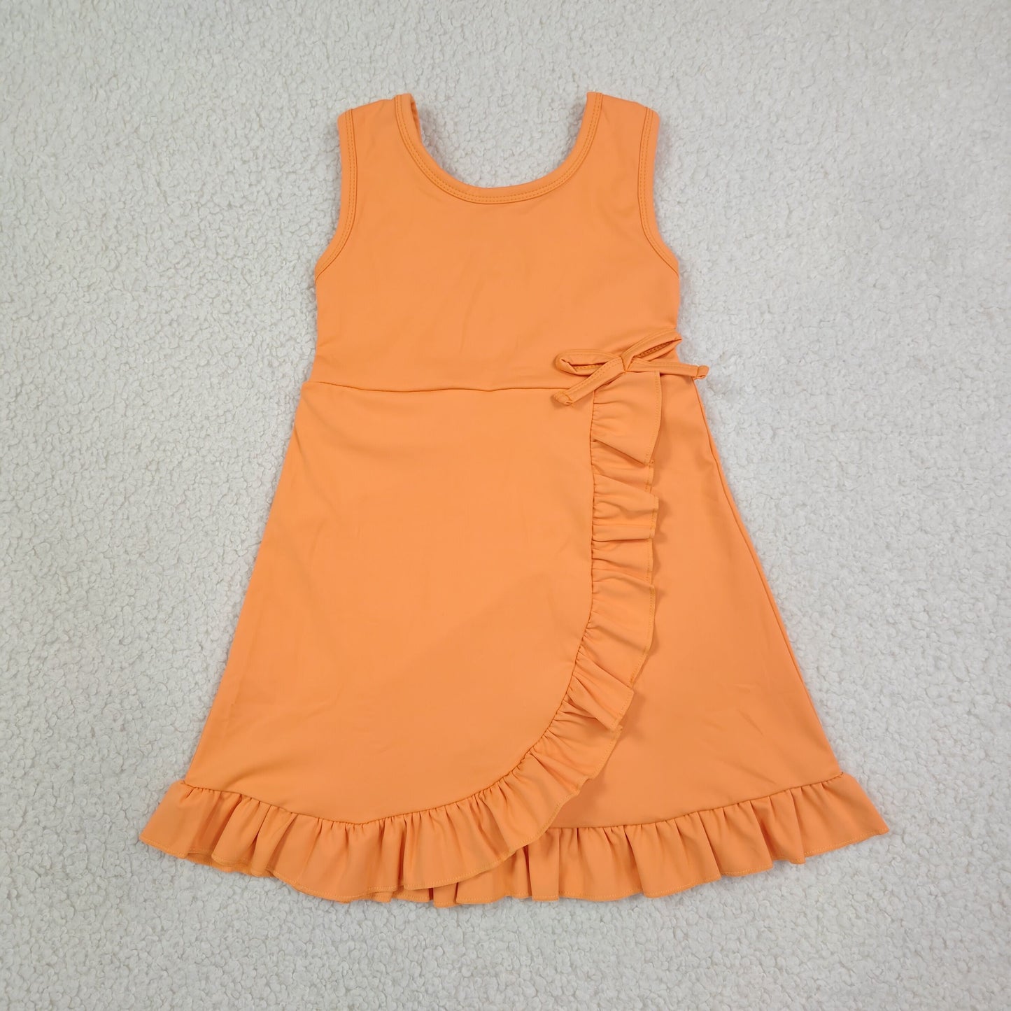 GSD3767 ORANGE YOGA ruffle girl dress ruffle RTS 202608