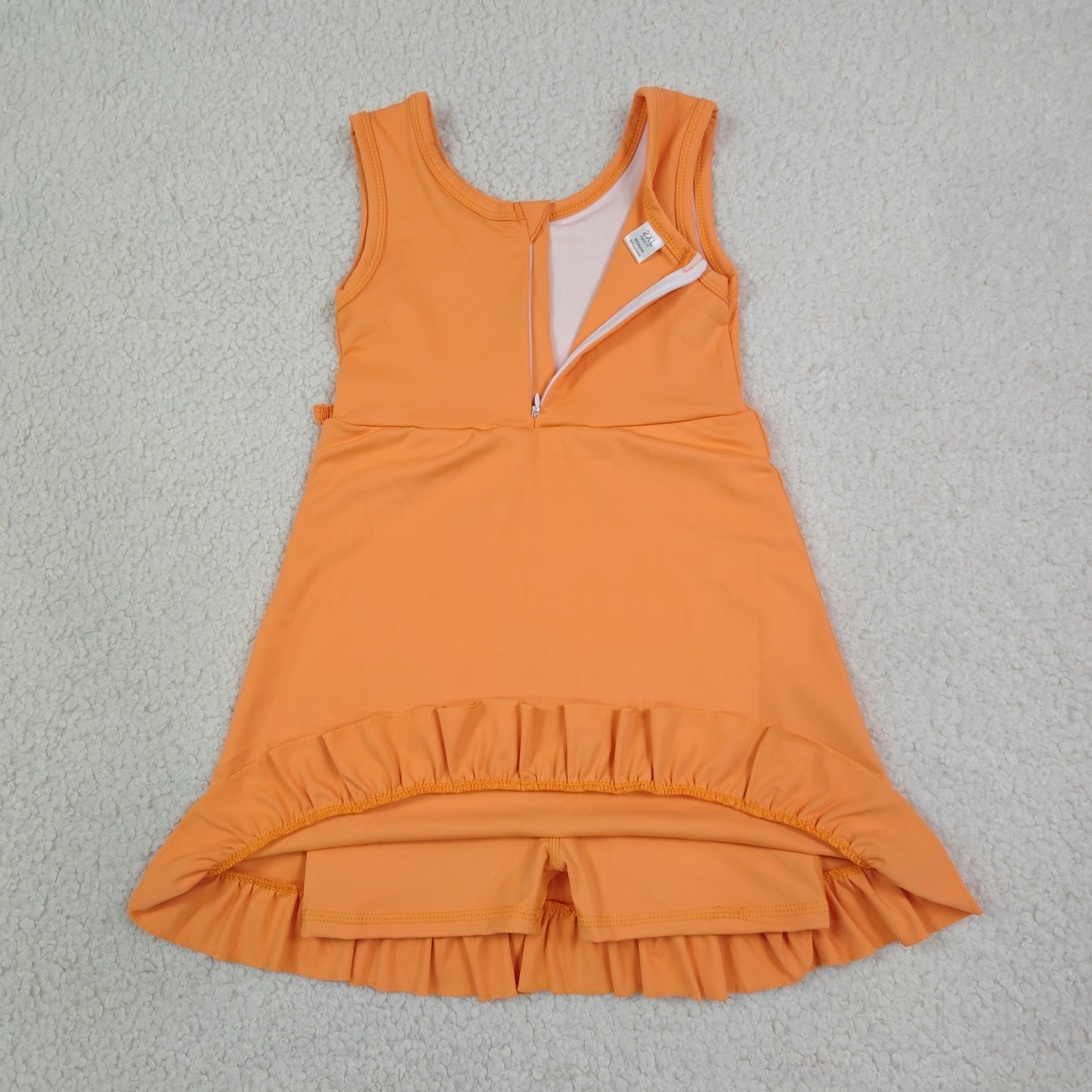 GSD3767 ORANGE YOGA ruffle girl dress ruffle RTS 202608