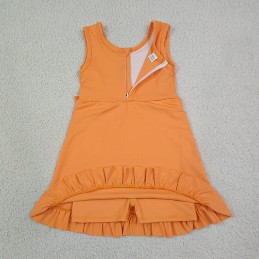 GSD3767 ORANGE YOGA ruffle girl dress ruffle RTS 202608