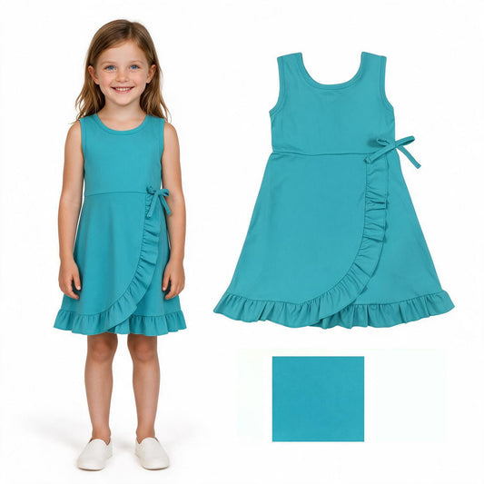 GSD3867 yoga green bow ruffle girl outfit skirt  202608 RTS