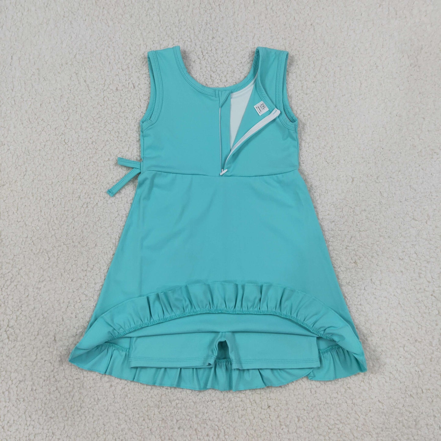 GSD3867 yoga green bow ruffle girl outfit skirt  202608 RTS