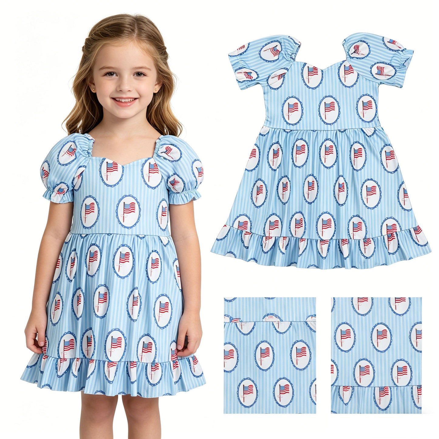 GSD3792 4TH July flag girl  dress 202605  RTS