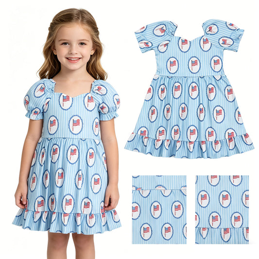 GSD3792 4TH July flag girl  dress 202605  RTS