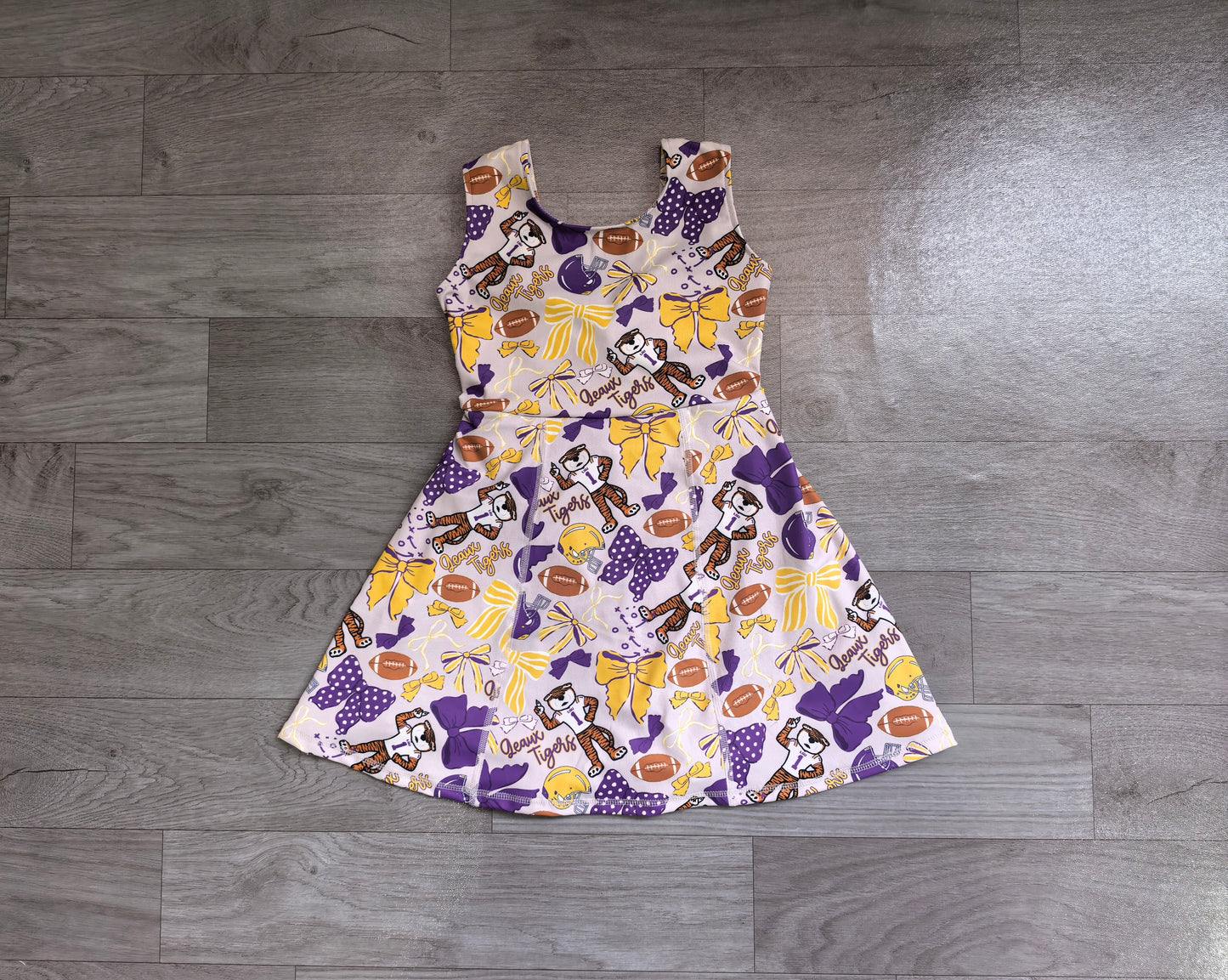 GSD3801 football LSU Tiger purple Team yoga GIRL summer dress 202607 RTS