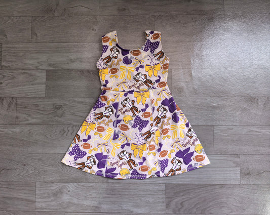 GSD3801 football LSU Tiger purple Team yoga GIRL summer dress 202607 RTS