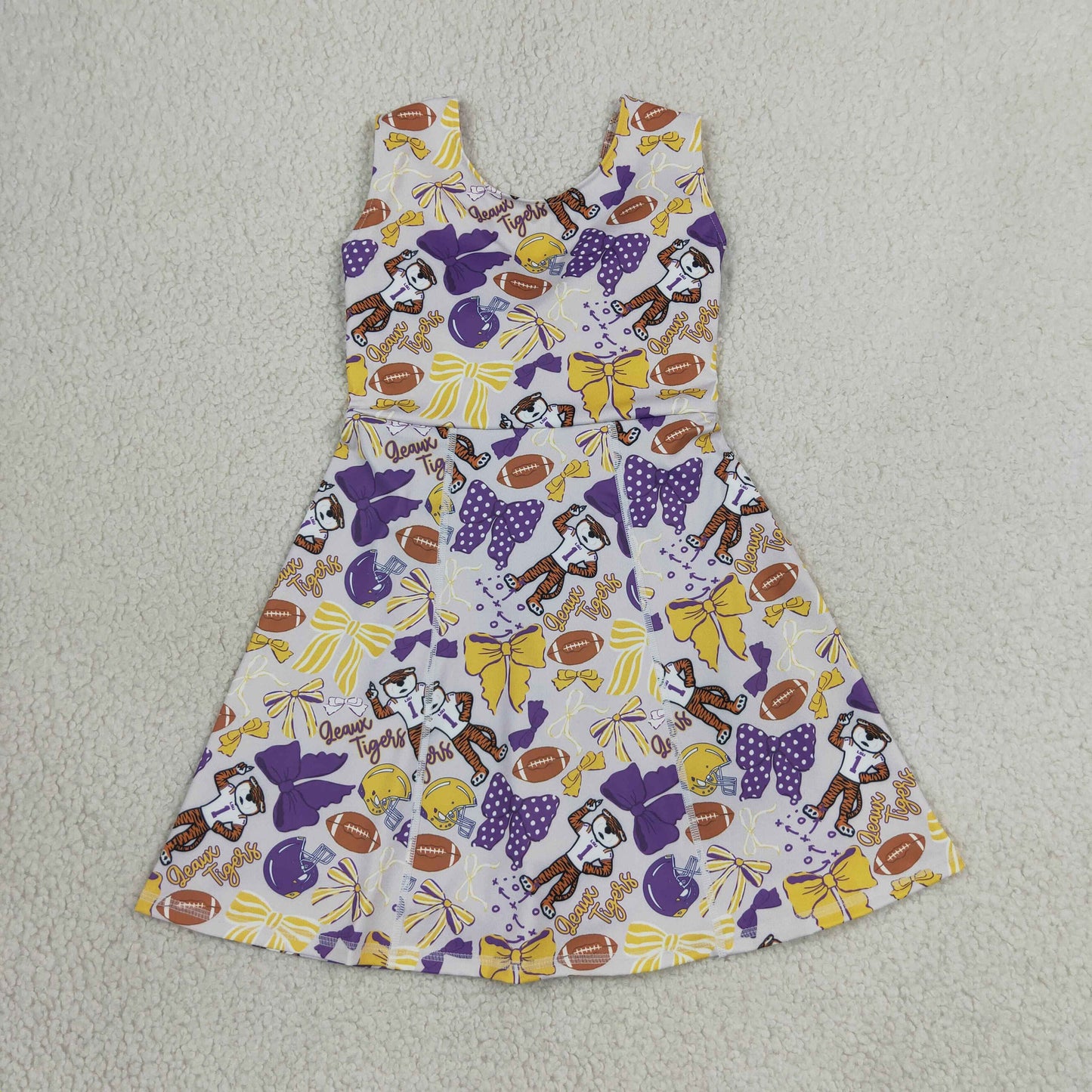 GSD3801 football LSU Tiger purple Team yoga GIRL summer dress 202607 RTS